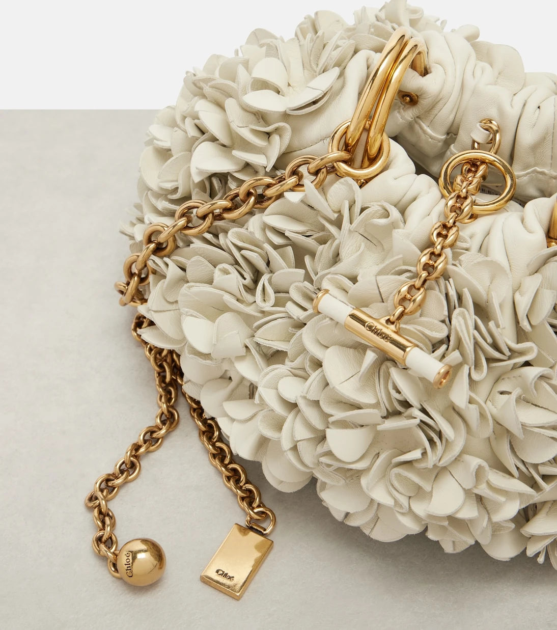 Chloé - Chloé Plissé floral leather shoulder bag