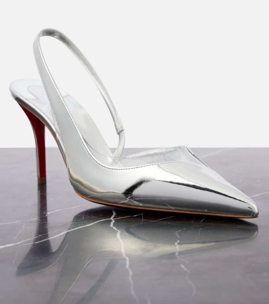 Christian Louboutin - Posticha 80 metallic leather slingback pumps
