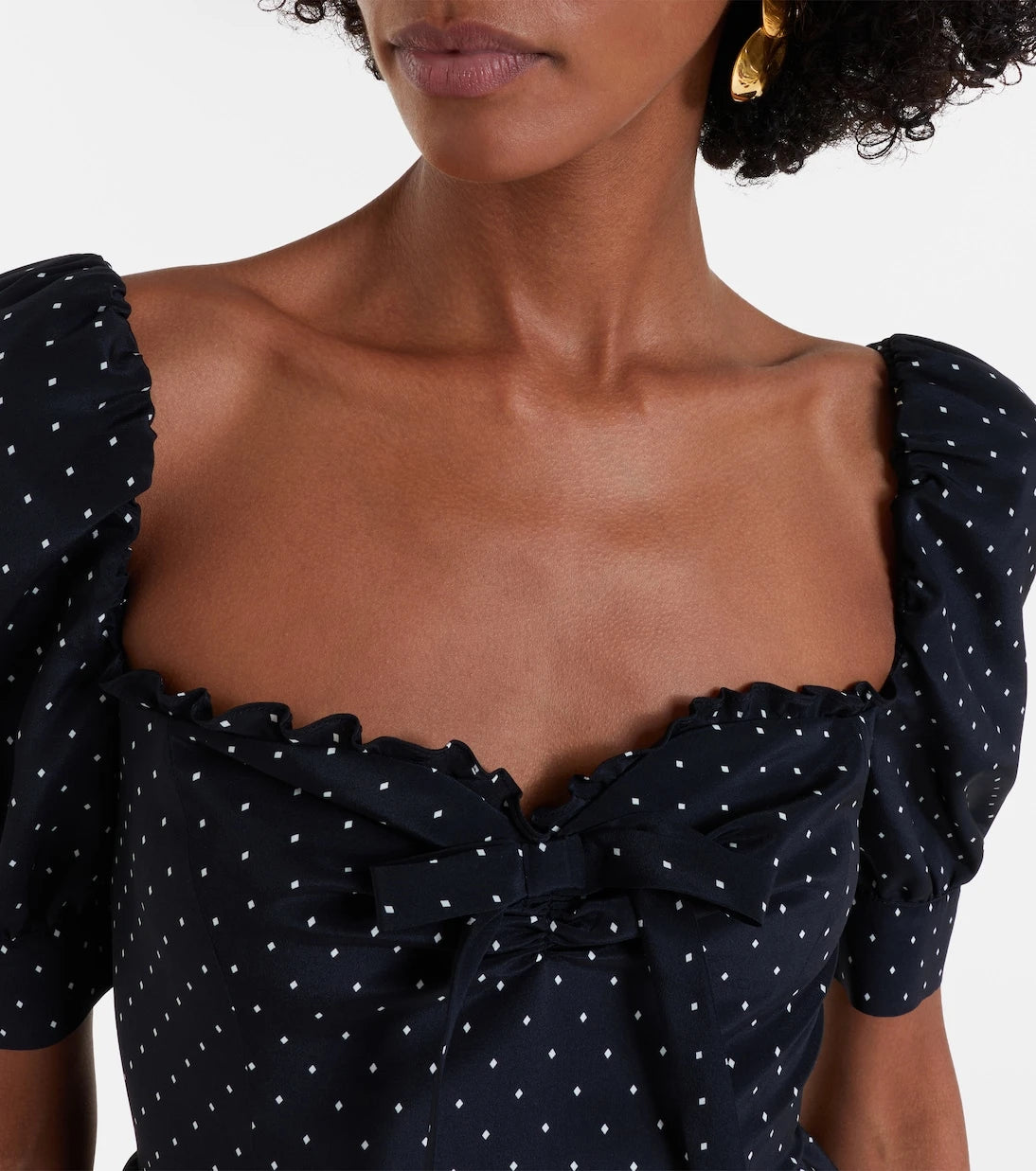 Alessandra Rich - Polka-dot peplum silk midi dress
