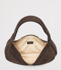 Aspinal Of London Brown Suede Hudson Crescent Cross-Body Bag