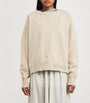 Maison Margiela Beige Cotton Distressed Logo Sweatshirt