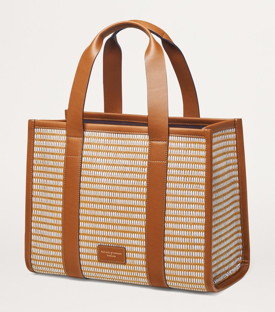 Aspinal Of London Neutral Small Raffia Henley Tote Bag
