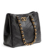 Valentino Garavani Black Leather Laseine Tote Bag