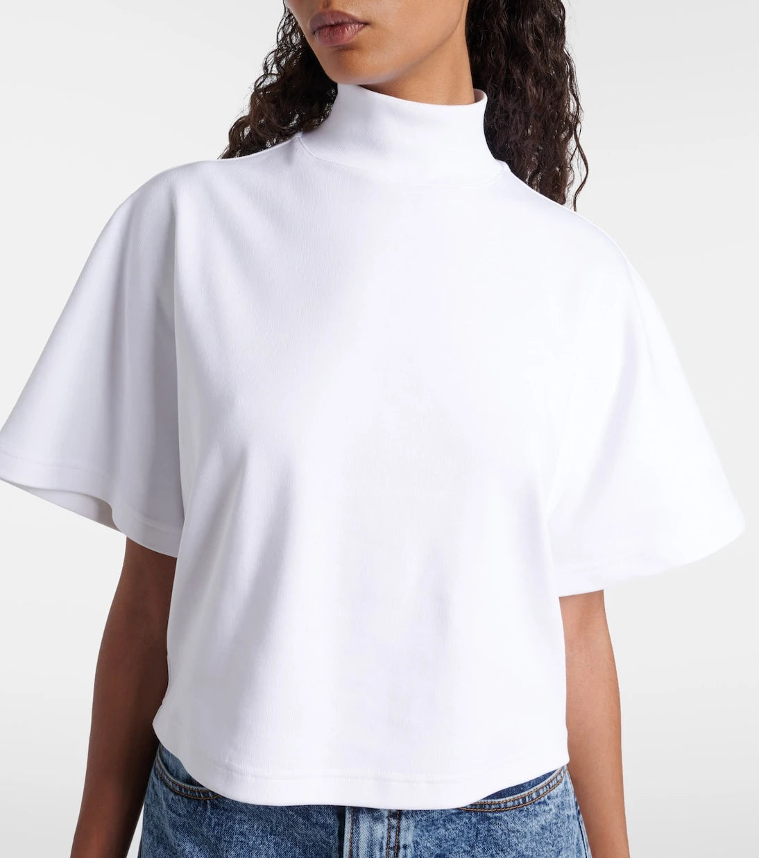 Alaïa - High-neck cotton jersey T-shirt