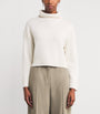 White Cashmere-Blend Rollneck Sweater