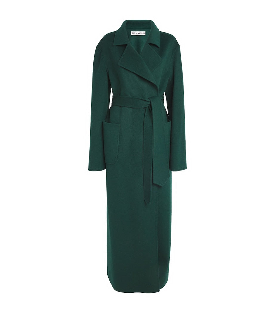 Wolk Morais Green Cashmere On Set Wrap Coat