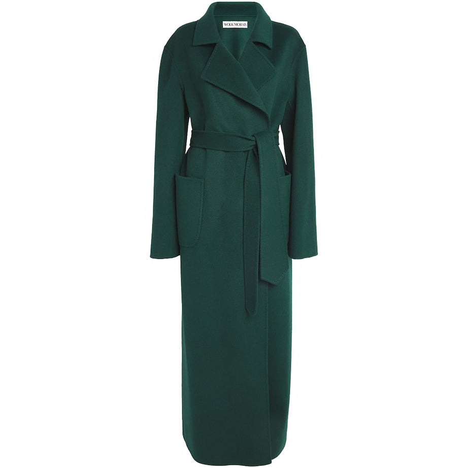 Wolk Morais Green Cashmere On Set Wrap Coat