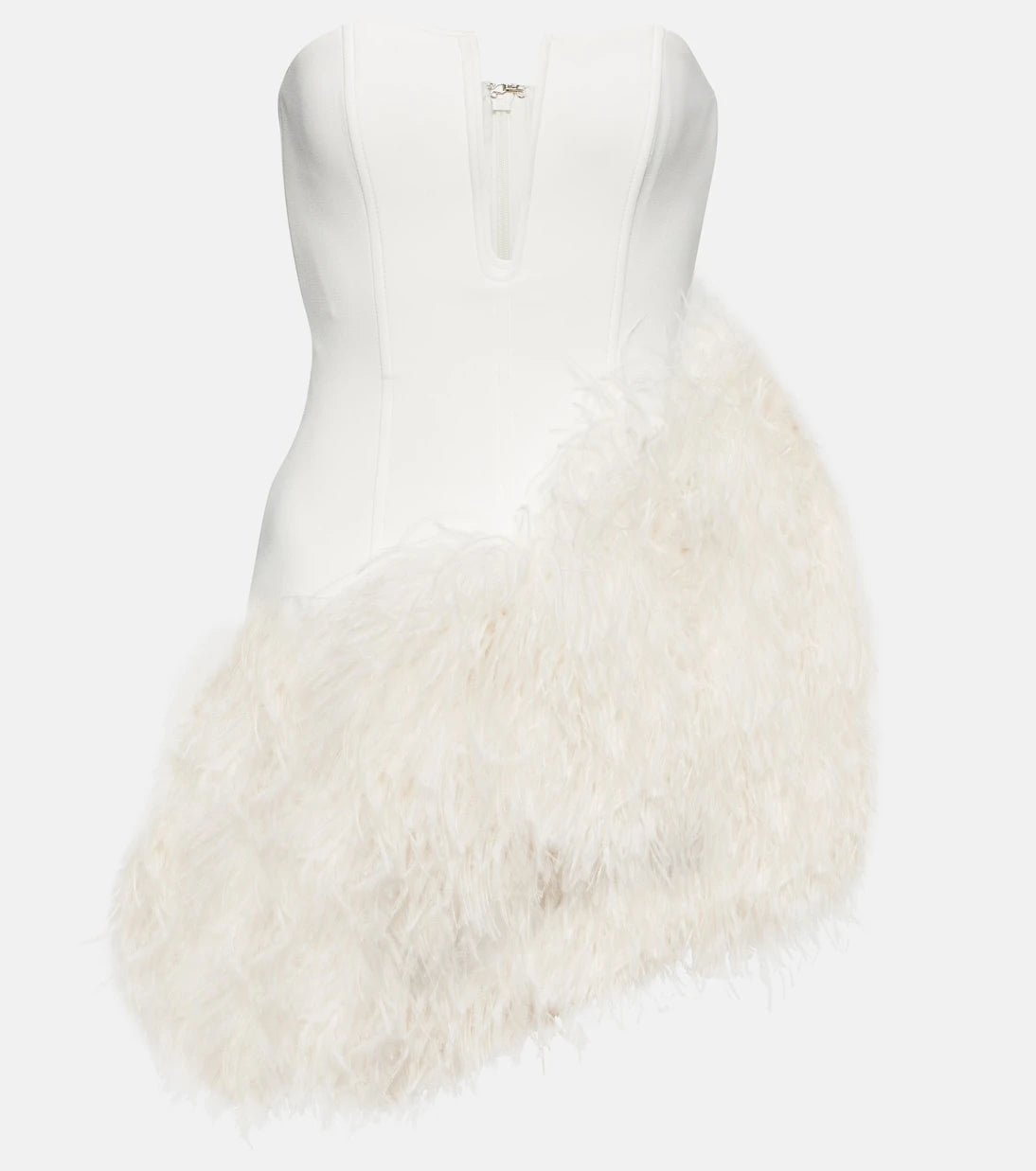David Koma - Bridal feather-trimmed cady minidress