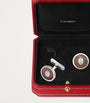 Sterling Silver and Brown Lacquer Double C de Cartier Cufflinks