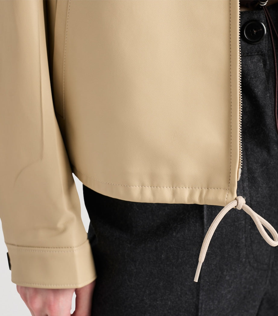 Prada Neutral Zipped Leather Jacket