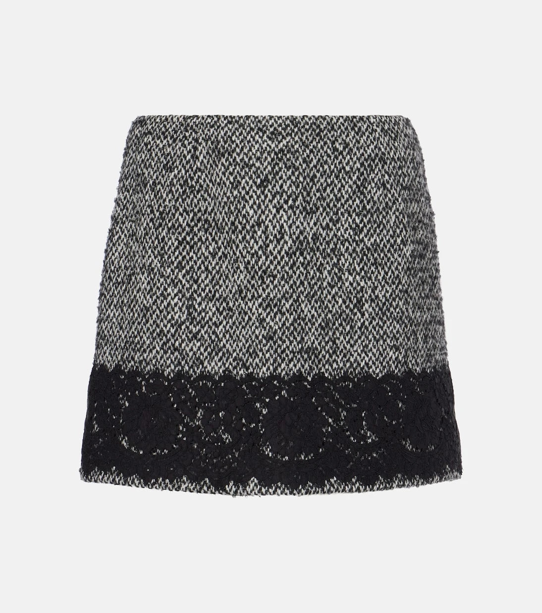 Dolce&Gabbana - Lace-trimmed tweed miniskirt