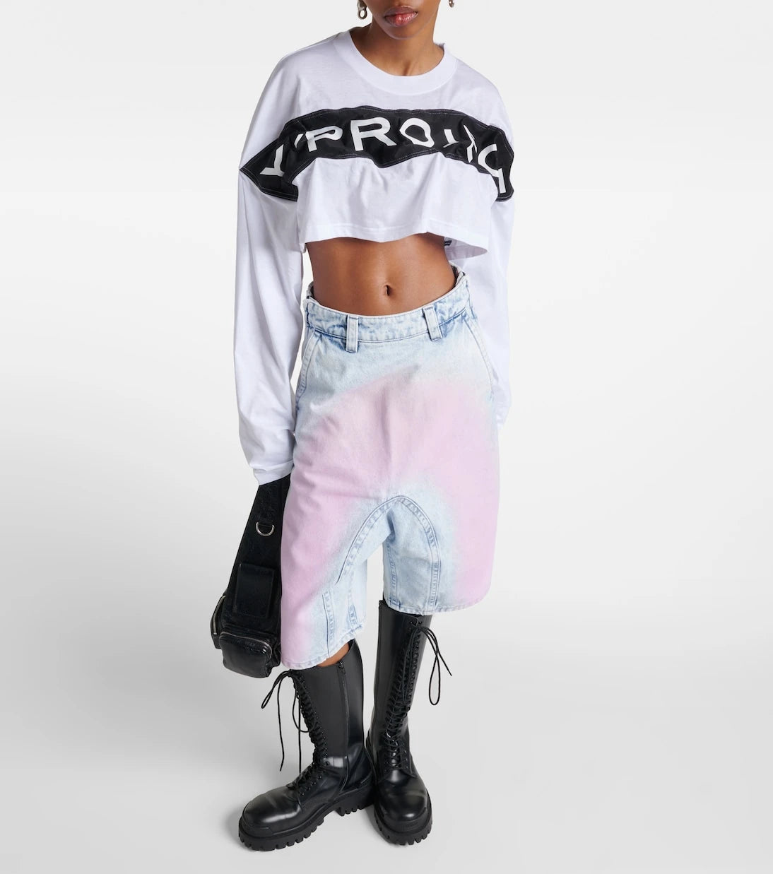 Y/Project - Logo cotton jersey crop top