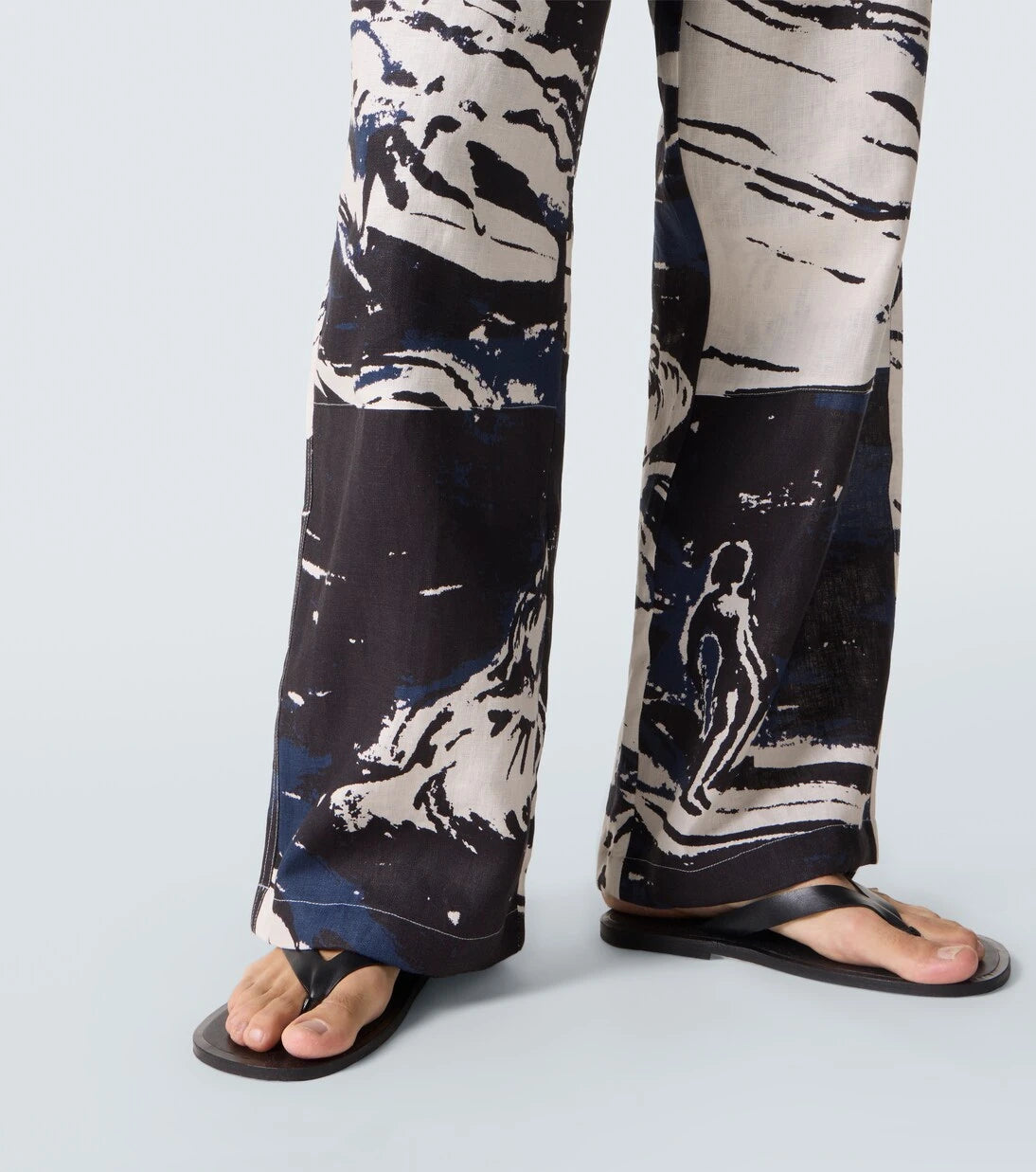 Commas - Printed linen straight pants