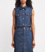 Blue Cropped Sleeveless Denim Jacket