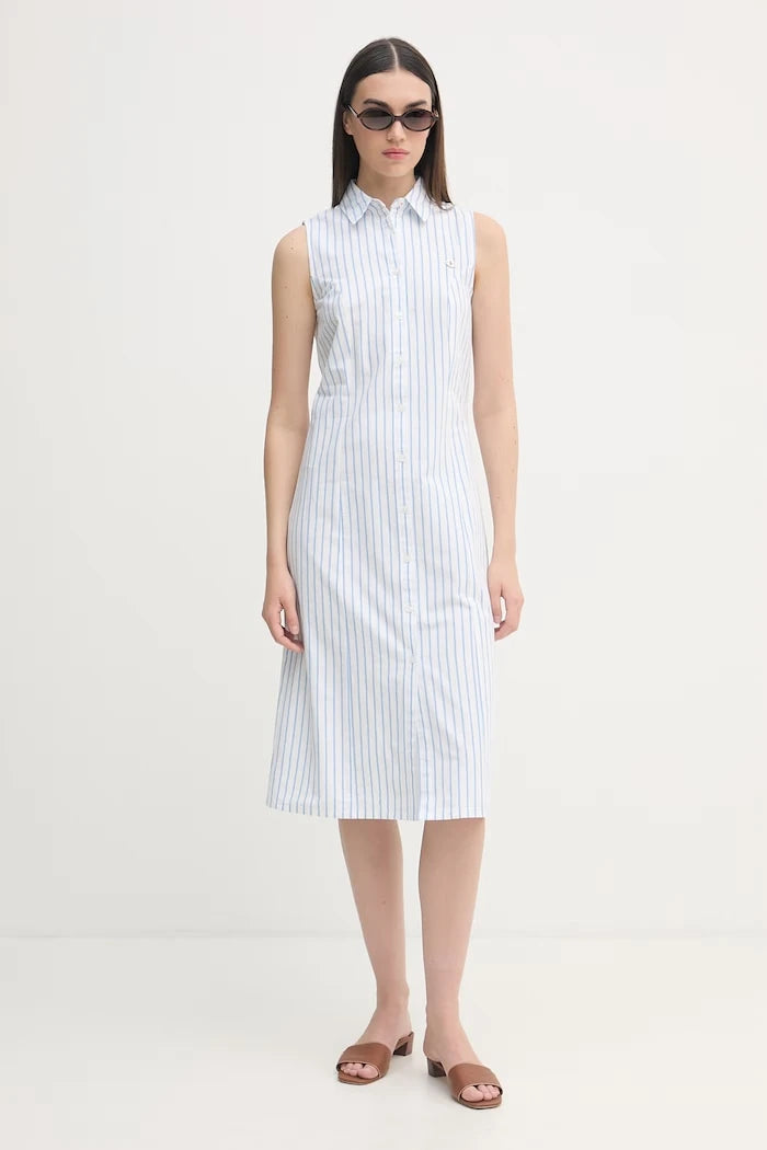 U.S. Polo Assn. pamuklu elbise SLEEVELESS TIE-BACK MIDI