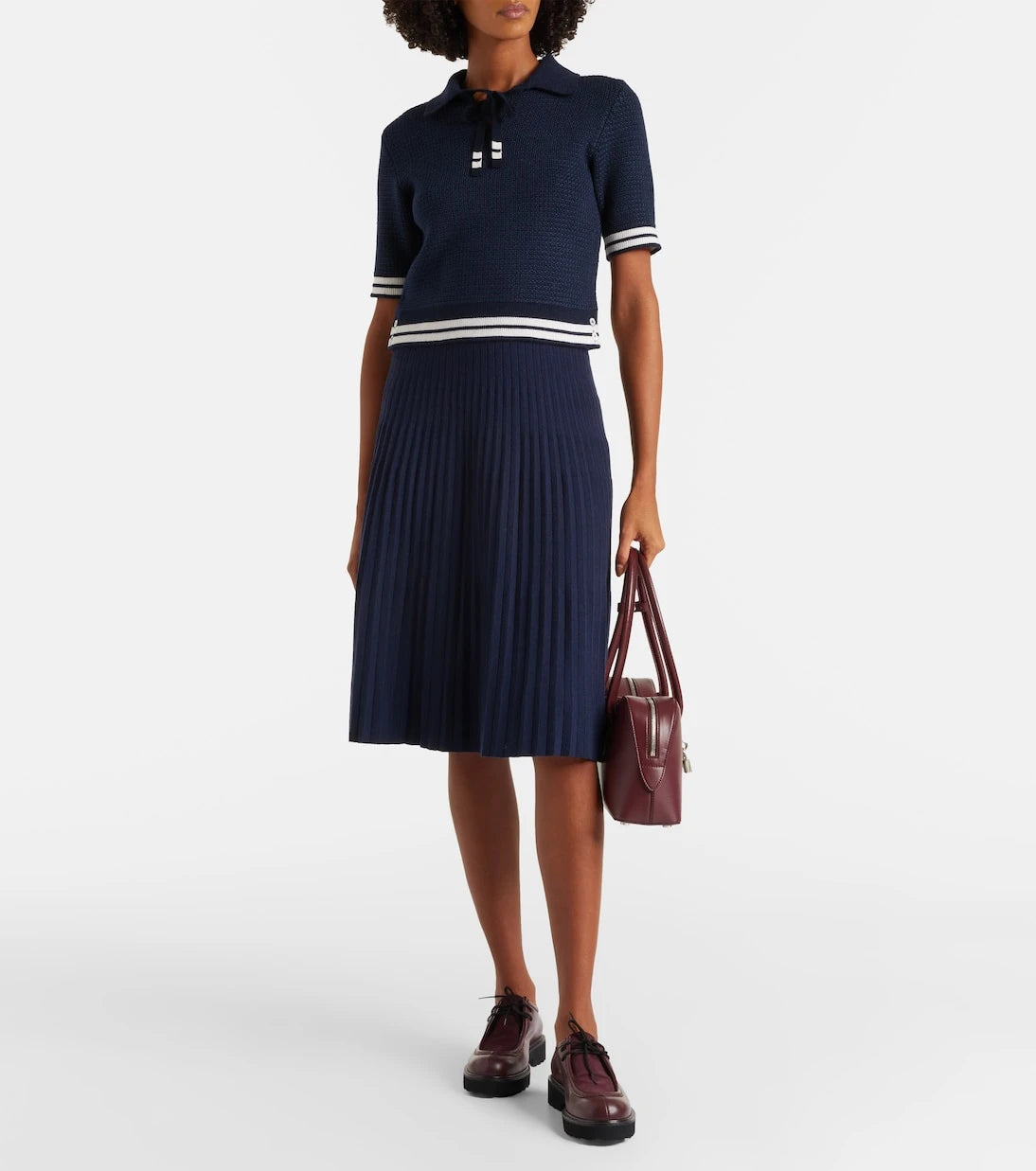 Thom Browne - Plissé wool-blend midi skirt