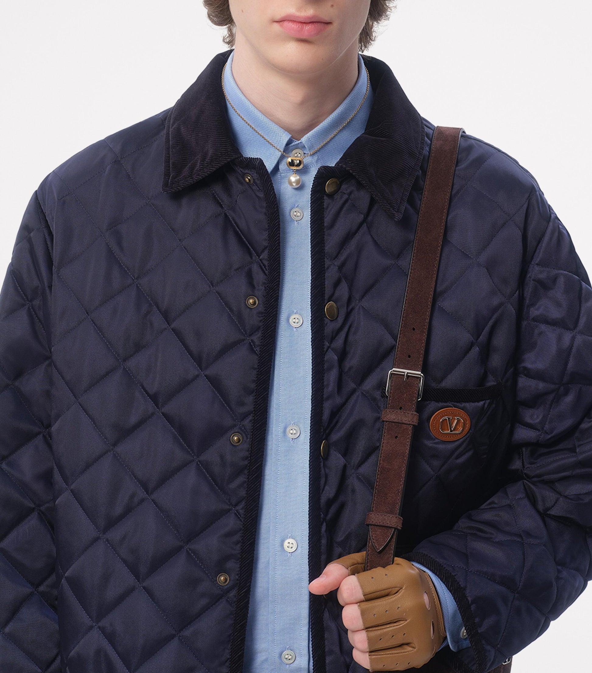 Valentino Navy VLogo Quilted Jacket