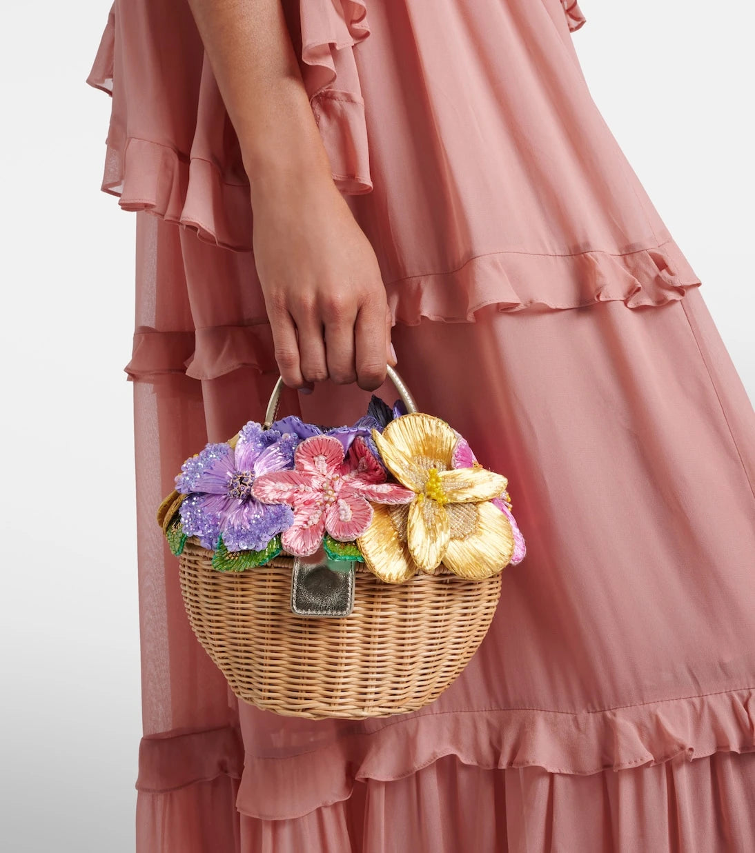 Judith Leiber Couture - Dorothy floral-appliqué wicker top-handle bag