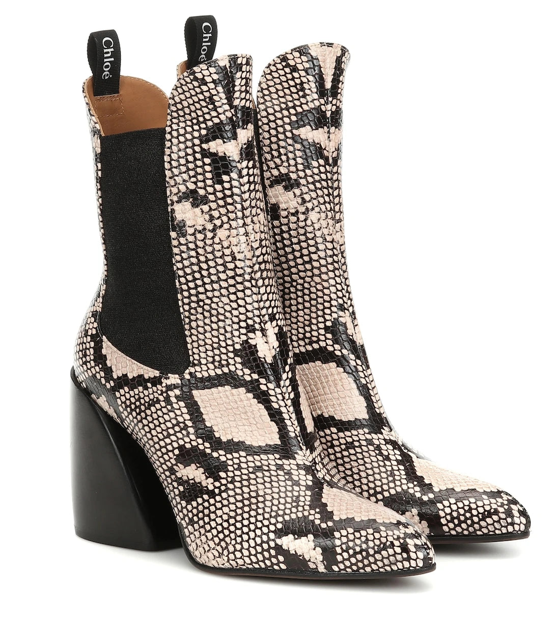 Chloé - Wave snake-effect ankle boots