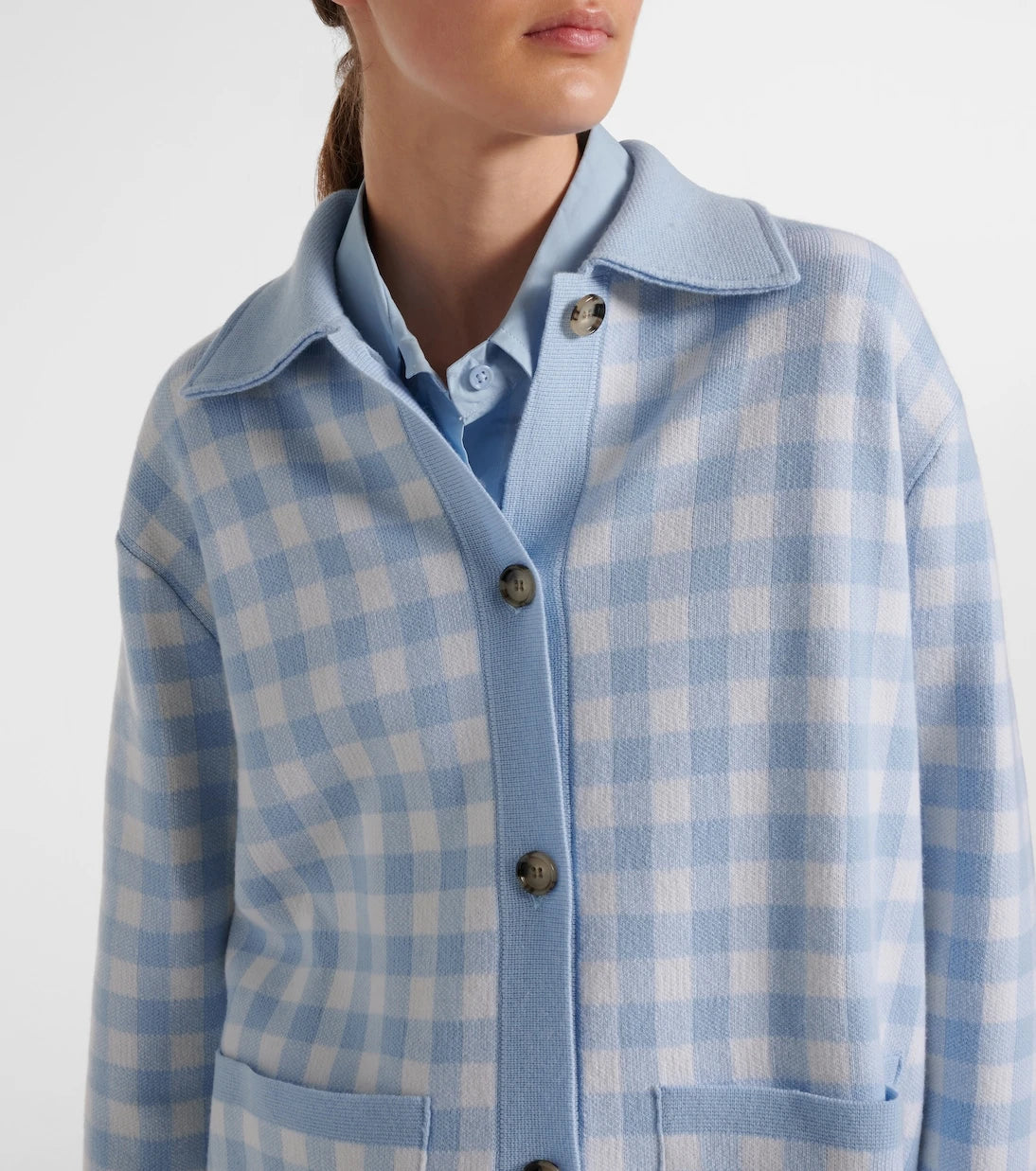 Jardin des Orangers - Gingham wool and cashmere cardigan