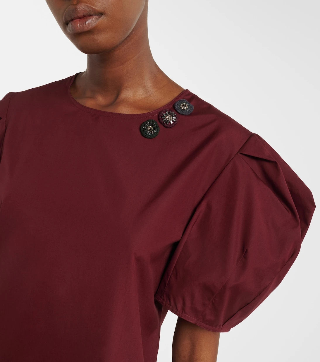 'S Max Mara - Puff-sleeve cotton poplin minidress