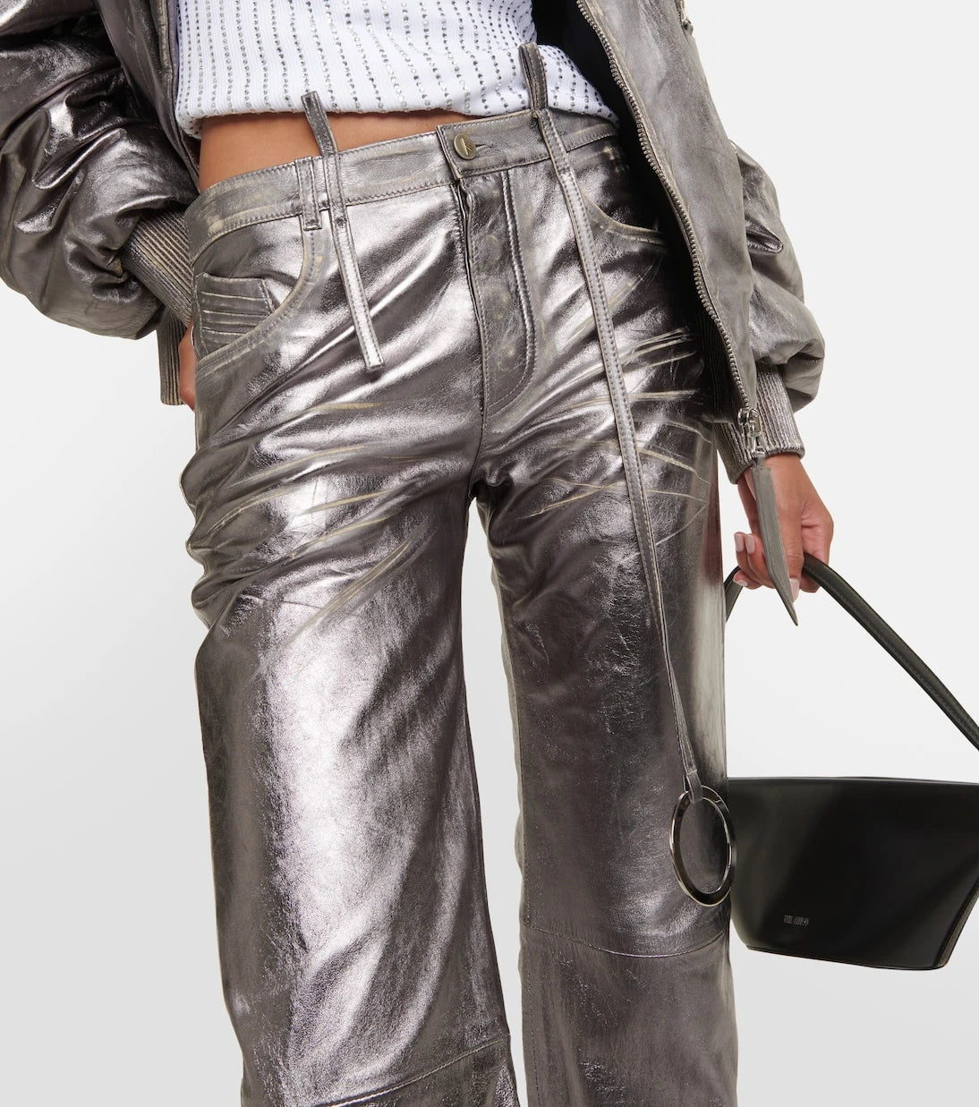 The Attico - Metallic leather straight pants
