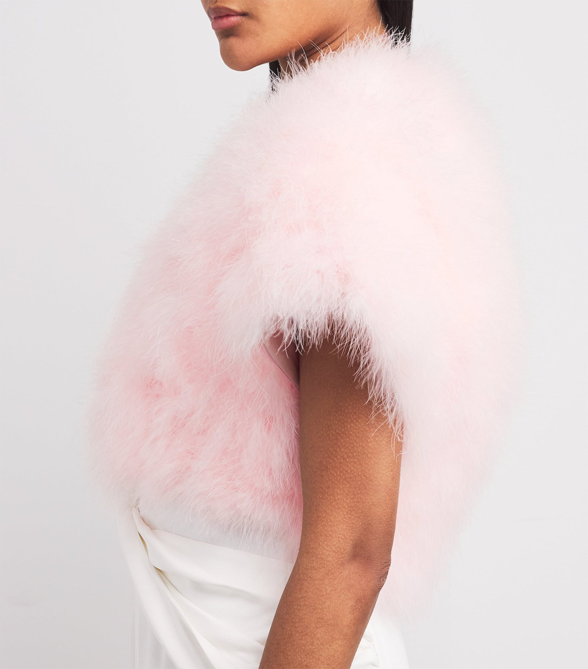 Yves Salomon Pink Feather Bolero Jacket