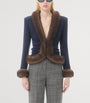 Valentino Blue Faux Fur-Trim Blazer