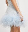 Clio Peppiatt Blue Feather-Trim Mini Dress
