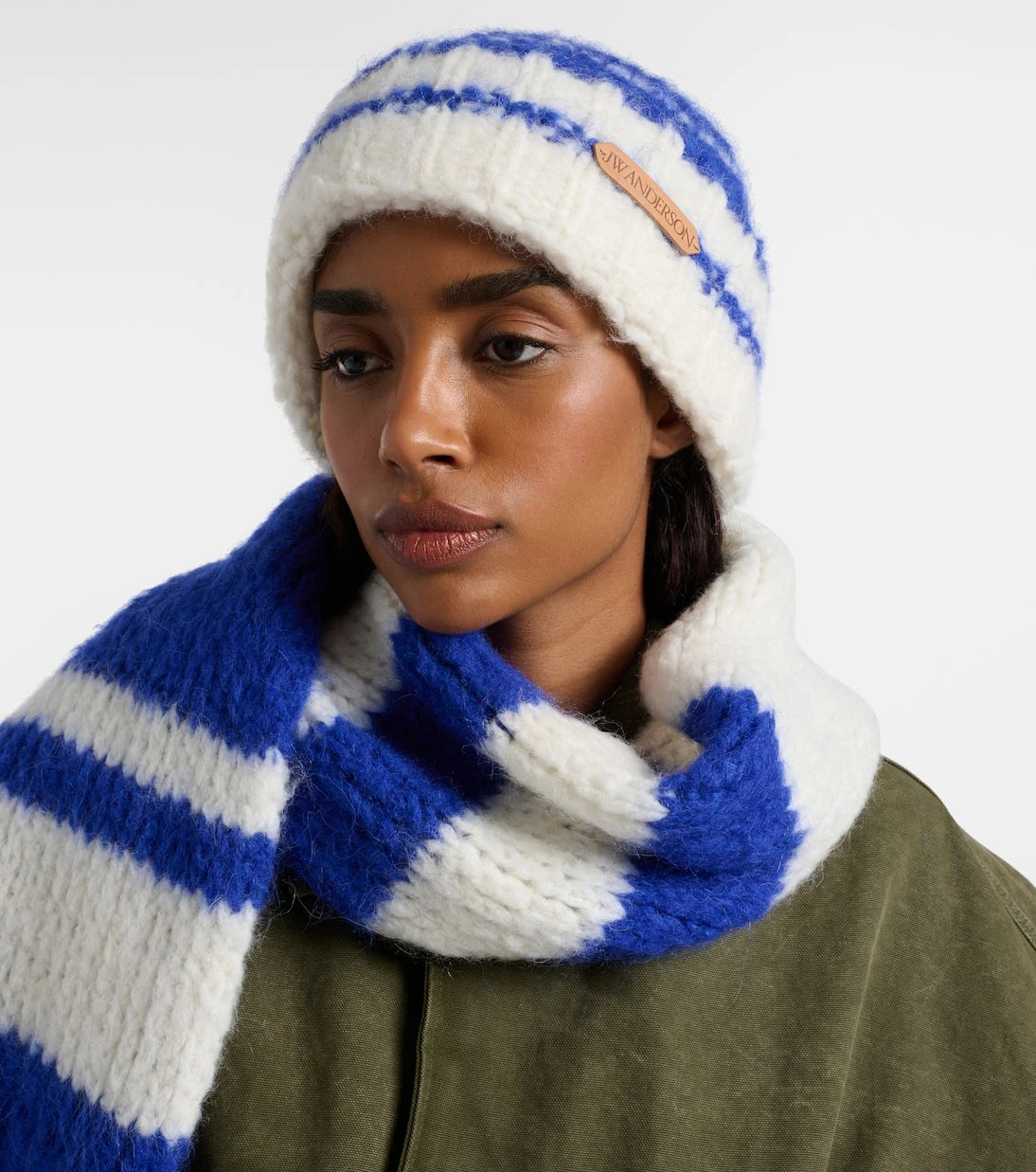 JW Anderson - Striped alpaca-blend beanie