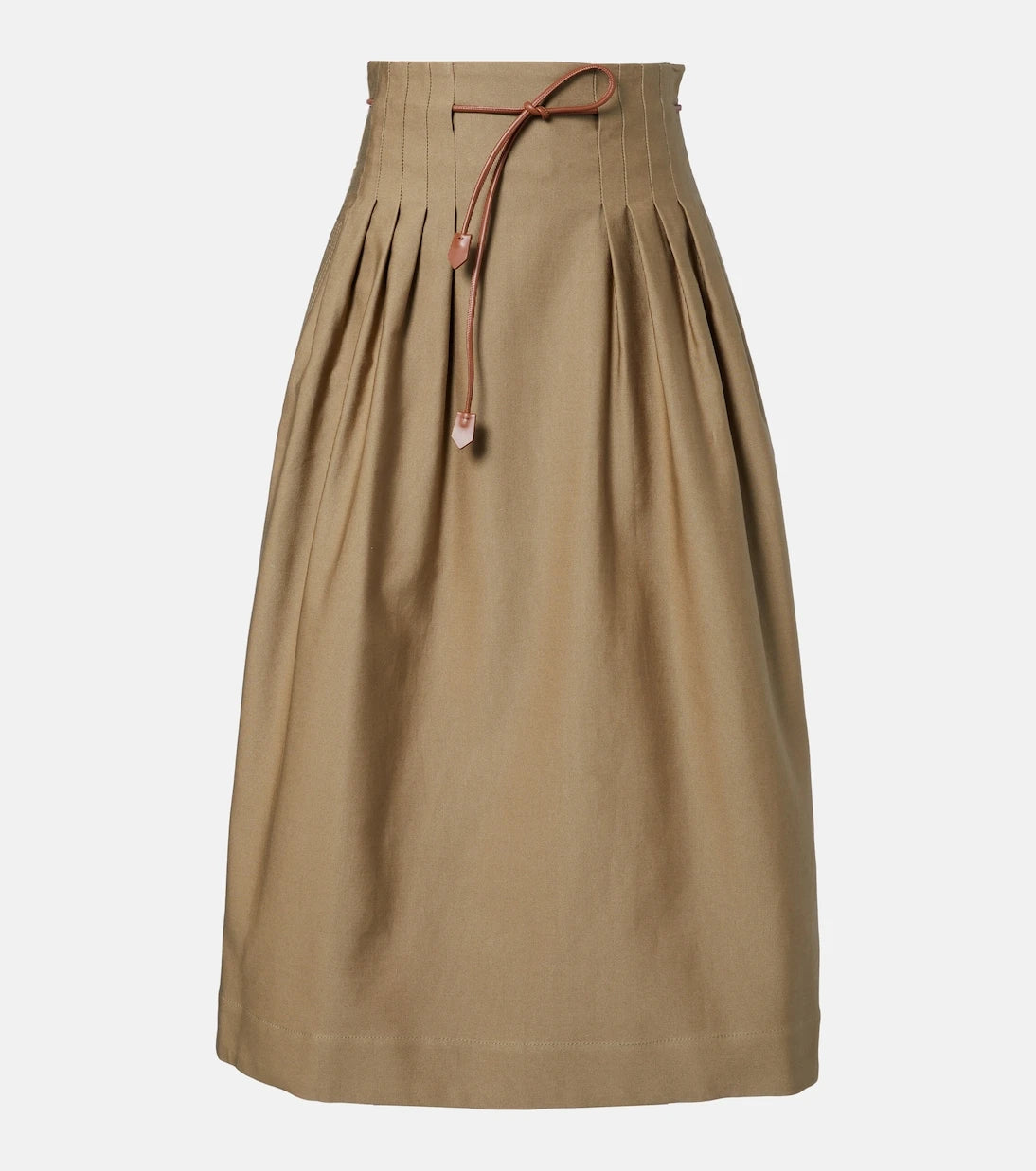 Max Mara - Tempio belted cotton twill midi skirt