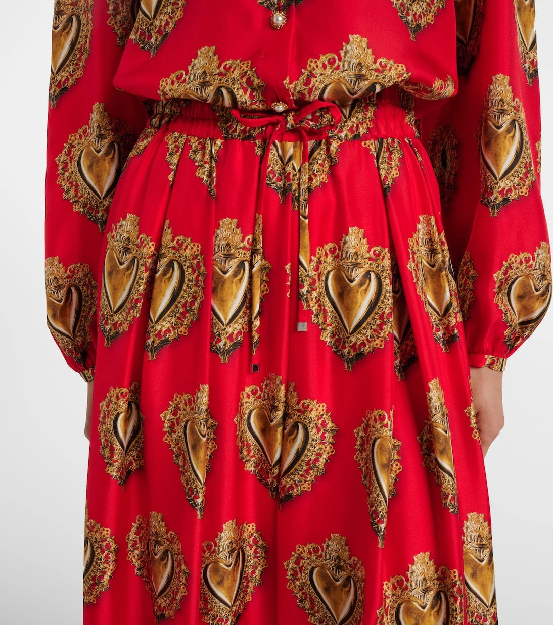 Dolce&Gabbana - تنورة طويلة من الساتان الحريري المطبوع
