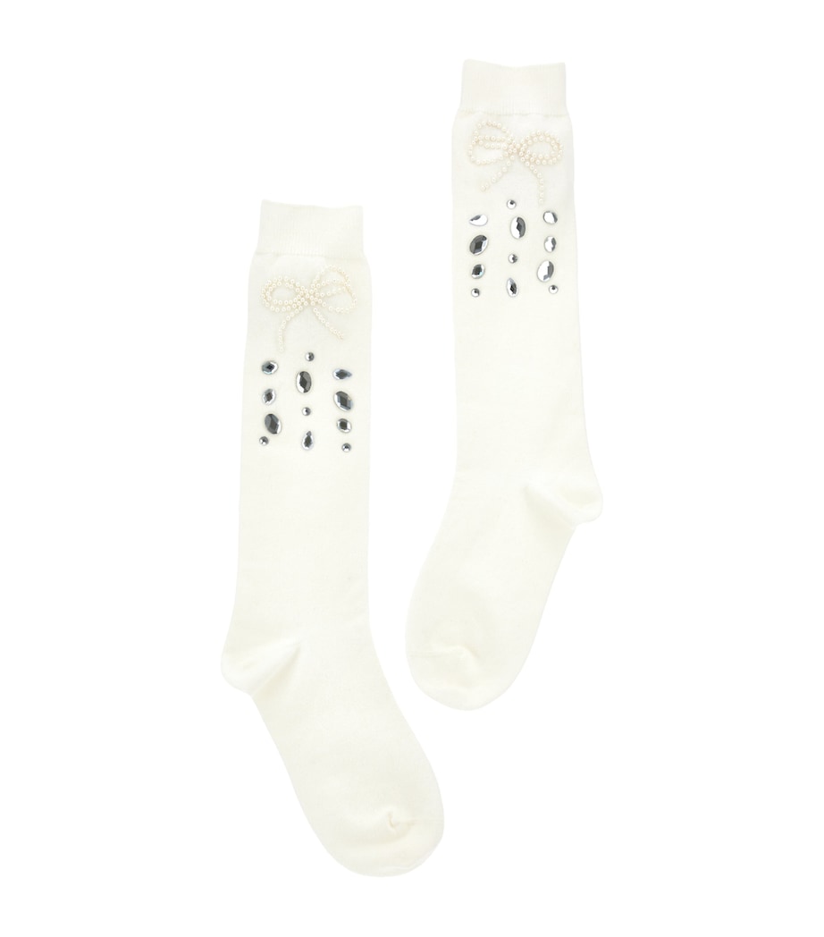 Monnalisa Rhinestone- and Bow-Embellished Socks