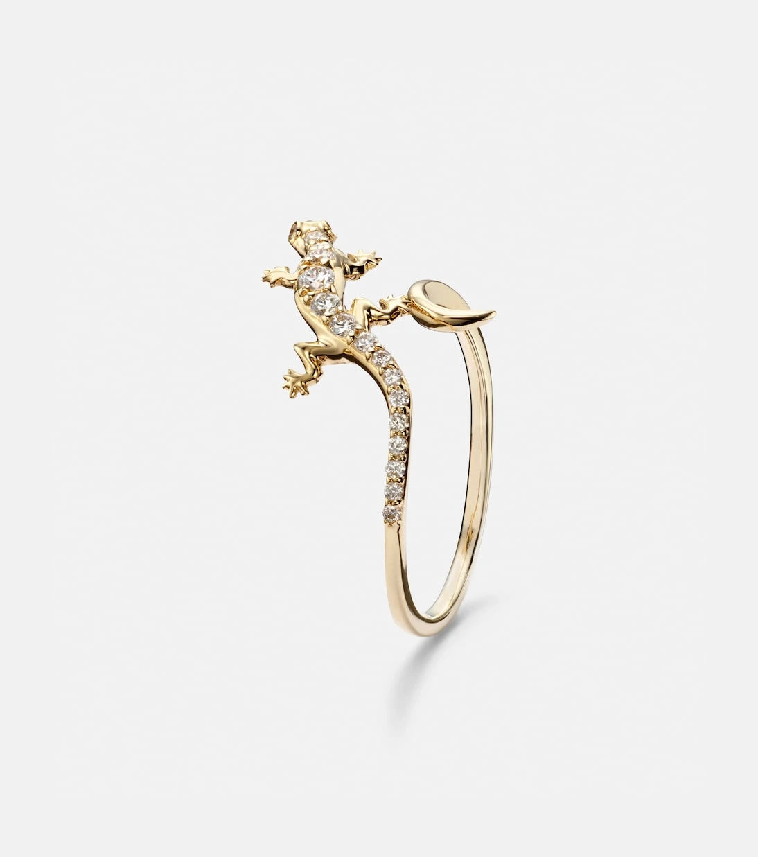 Sydney Evan - Lizard 14kt gold ring with diamonds