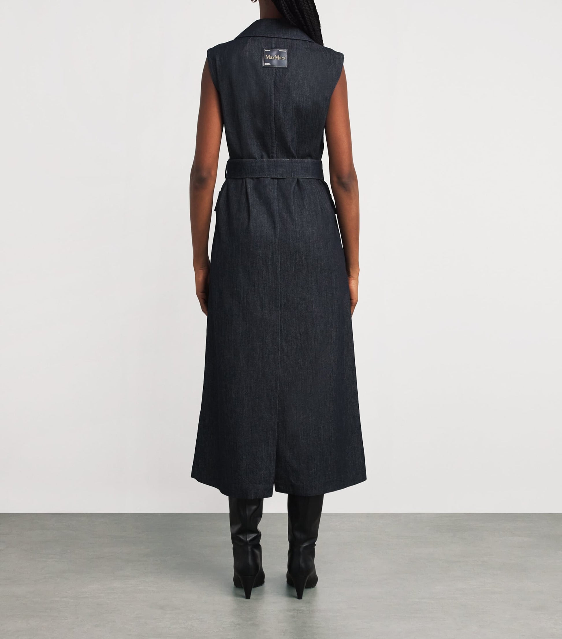 Max Mara Blue Denim Double-Breasted Midi Dress