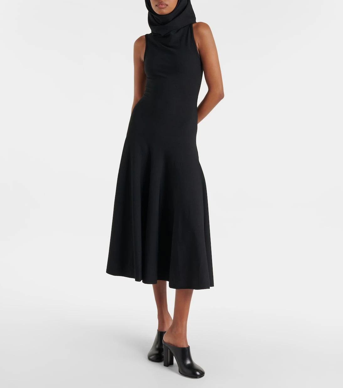 Alaïa - فستان جيرسي بغطاء للرأس متوسط الطول