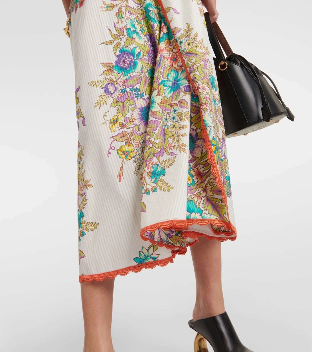 Etro - Floral cotton and silk midi skirt
