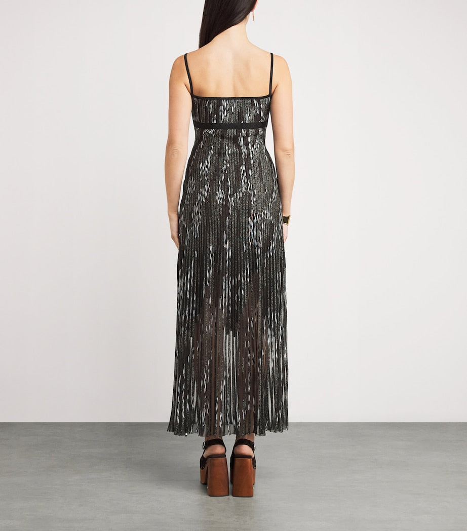 Missoni Black Metallic Ribbed Maxi Dress