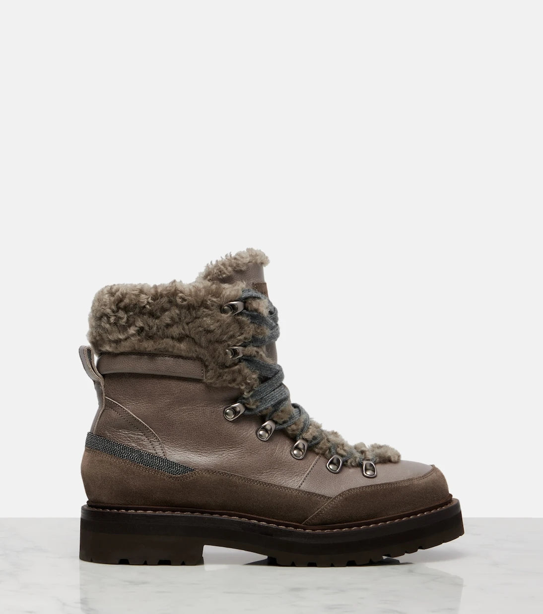 Brunello Cucinelli - Shearling-lined leather ankle boots