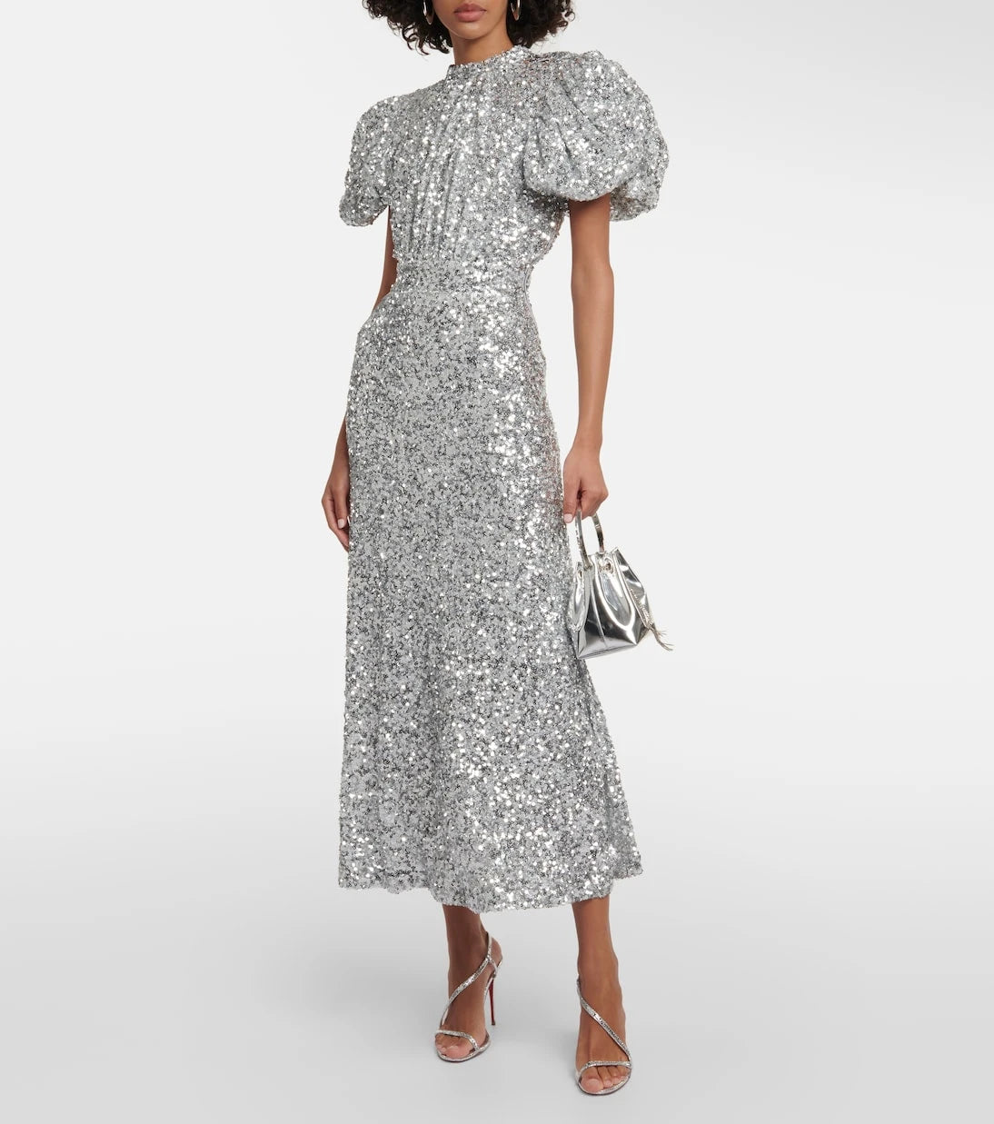 Rotate - Puff-sleeve sequined midi dress