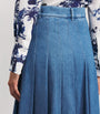 Weekend Max Mara Blue Pleated Denim Skirt
