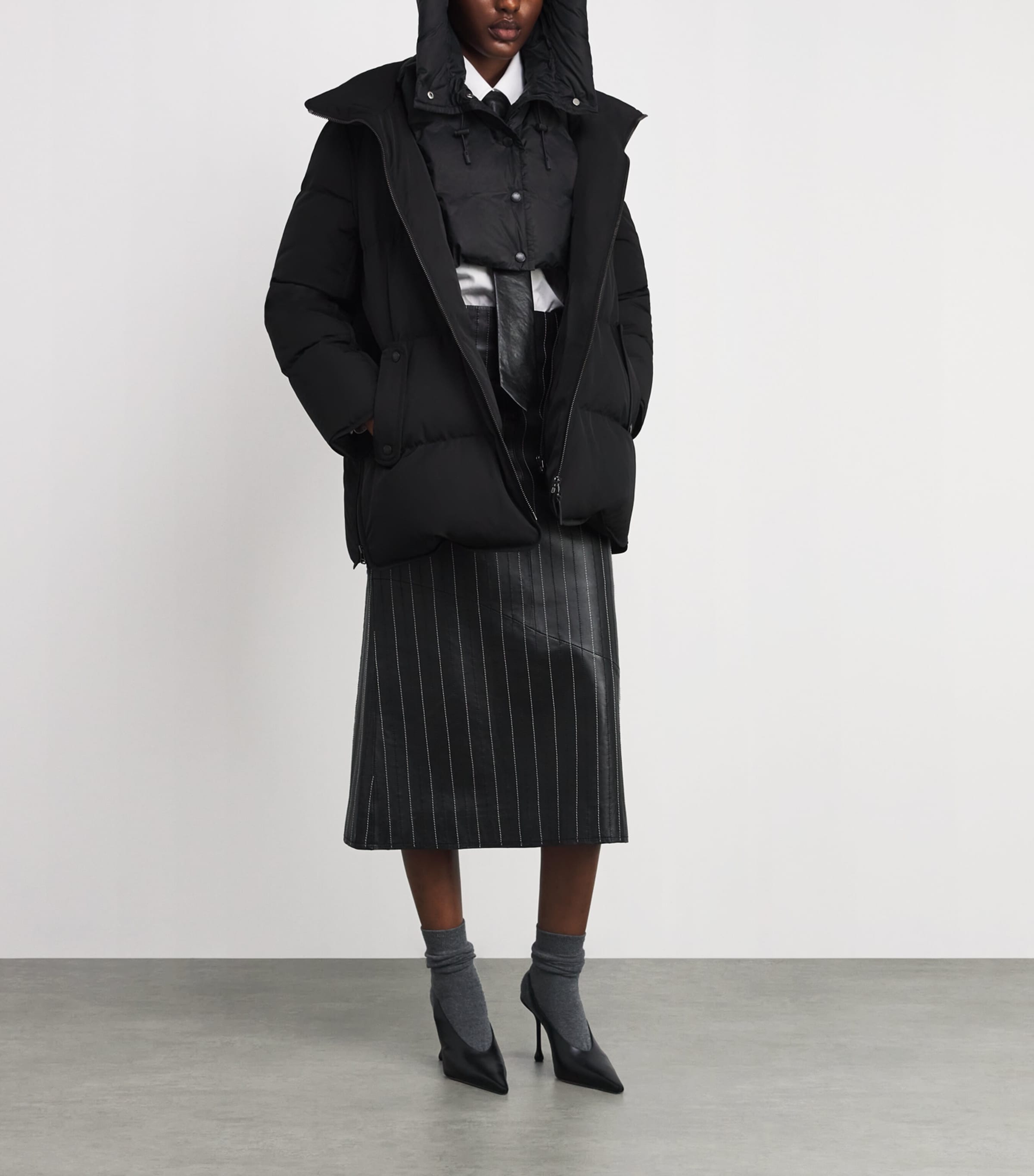 Yves Salomon Black Down Padded Technical Hood