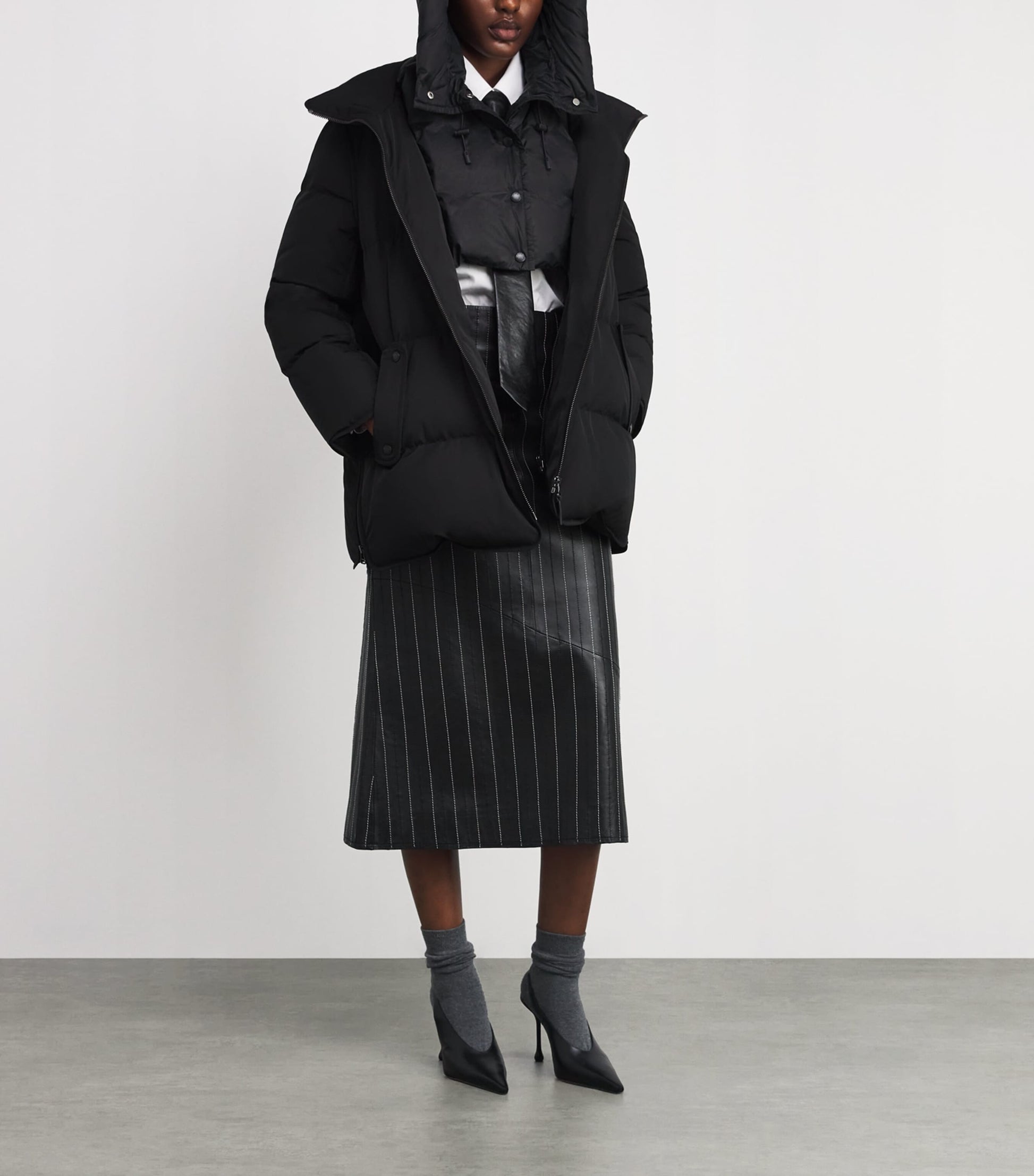 Yves Salomon Black Down Padded Technical Hood