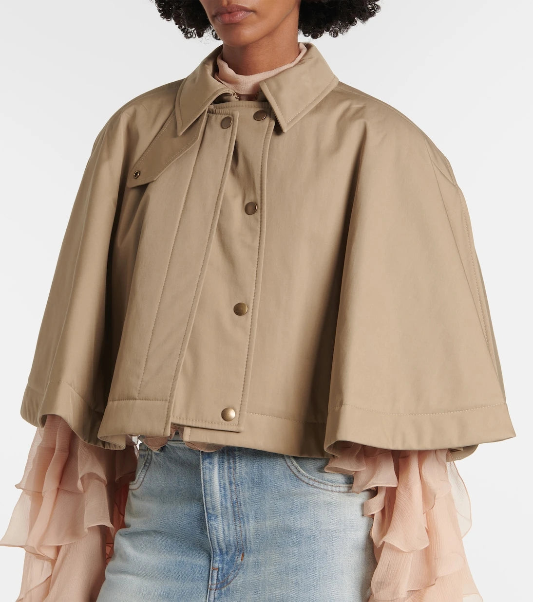 Chloé - Cropped cotton gabardine cape