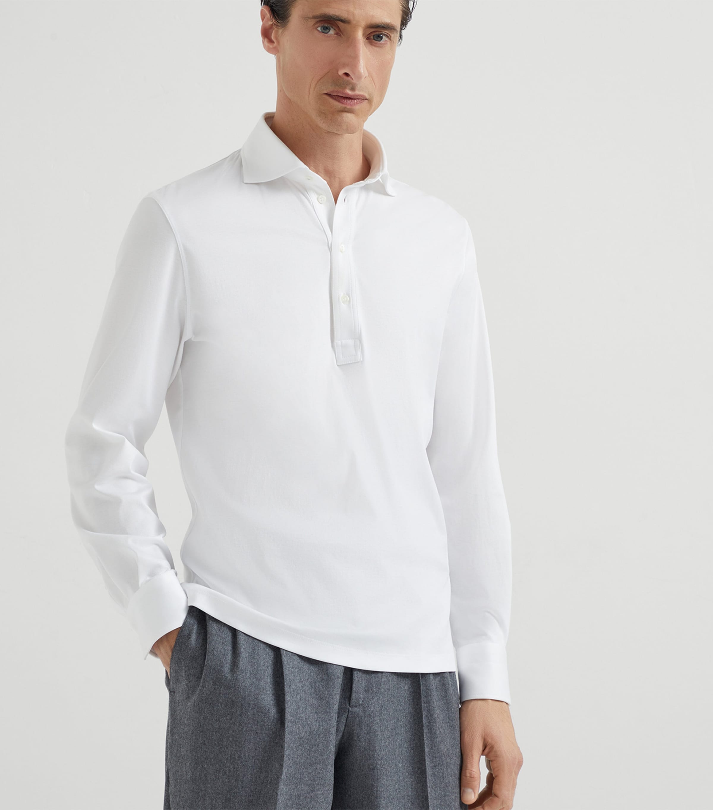 Brunello Cucinelli Cotton Long-Sleeve Polo Shirt