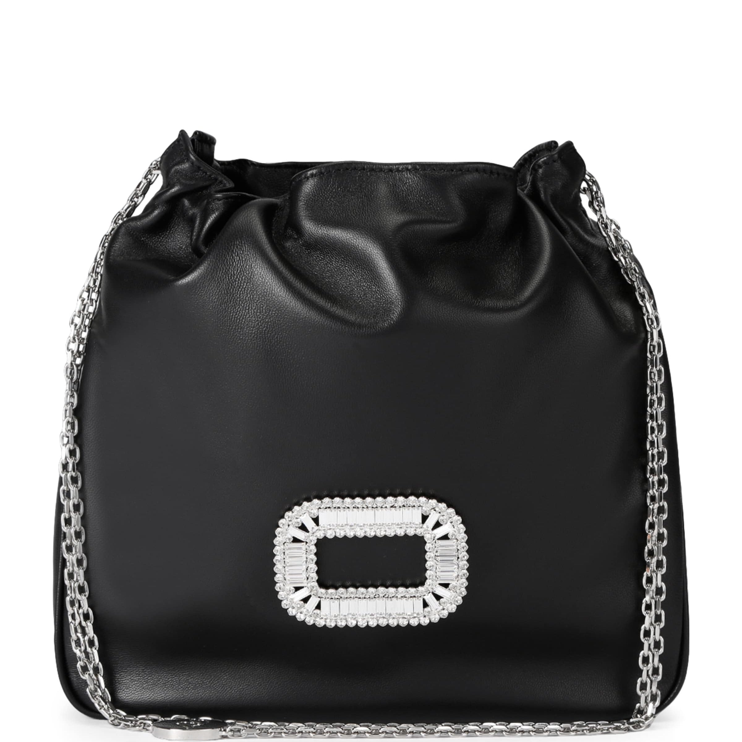 Roger Vivier Black Mini Leather Pilgrim Bucket Bag