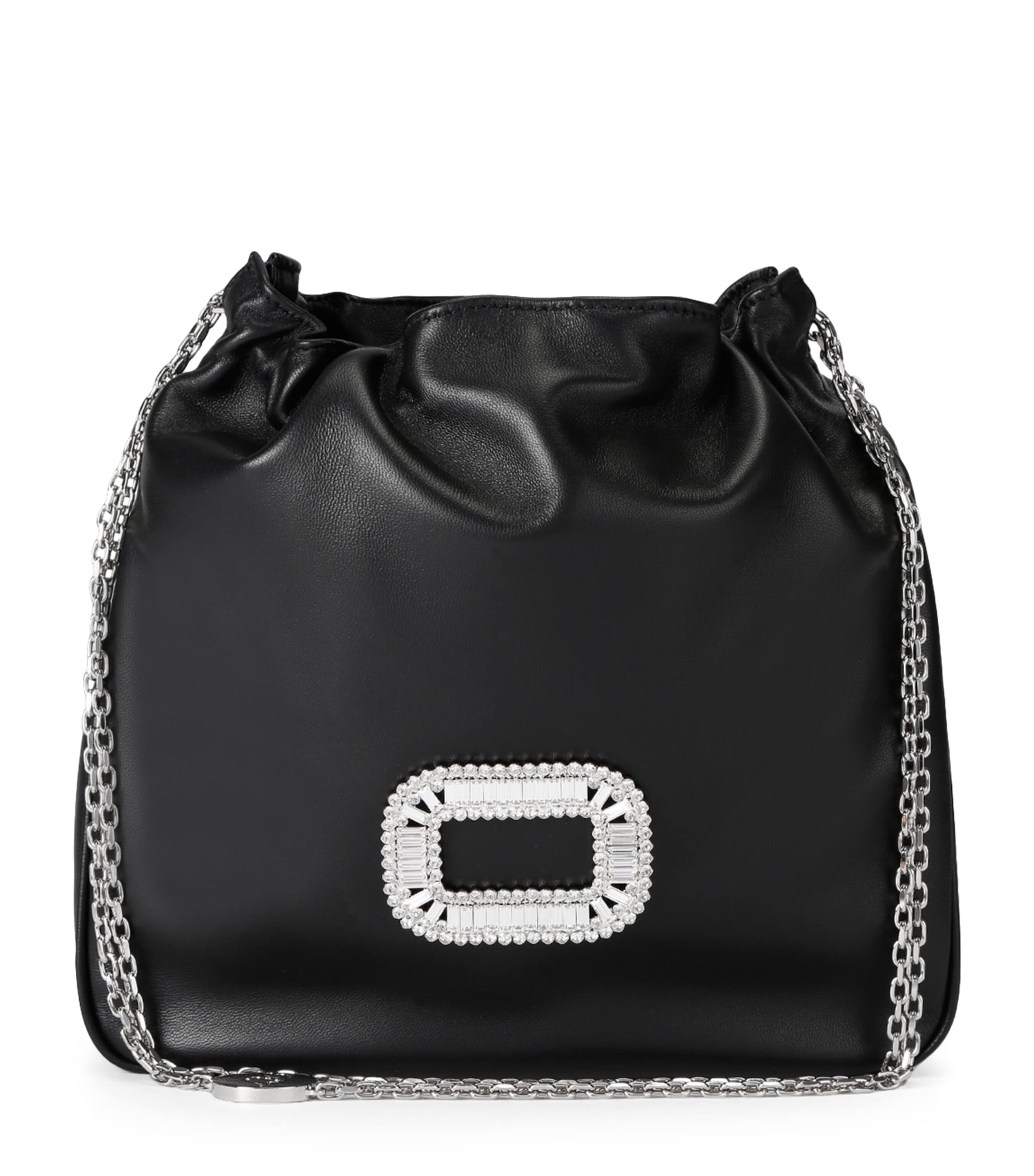 Roger Vivier Black Mini Leather Pilgrim Bucket Bag