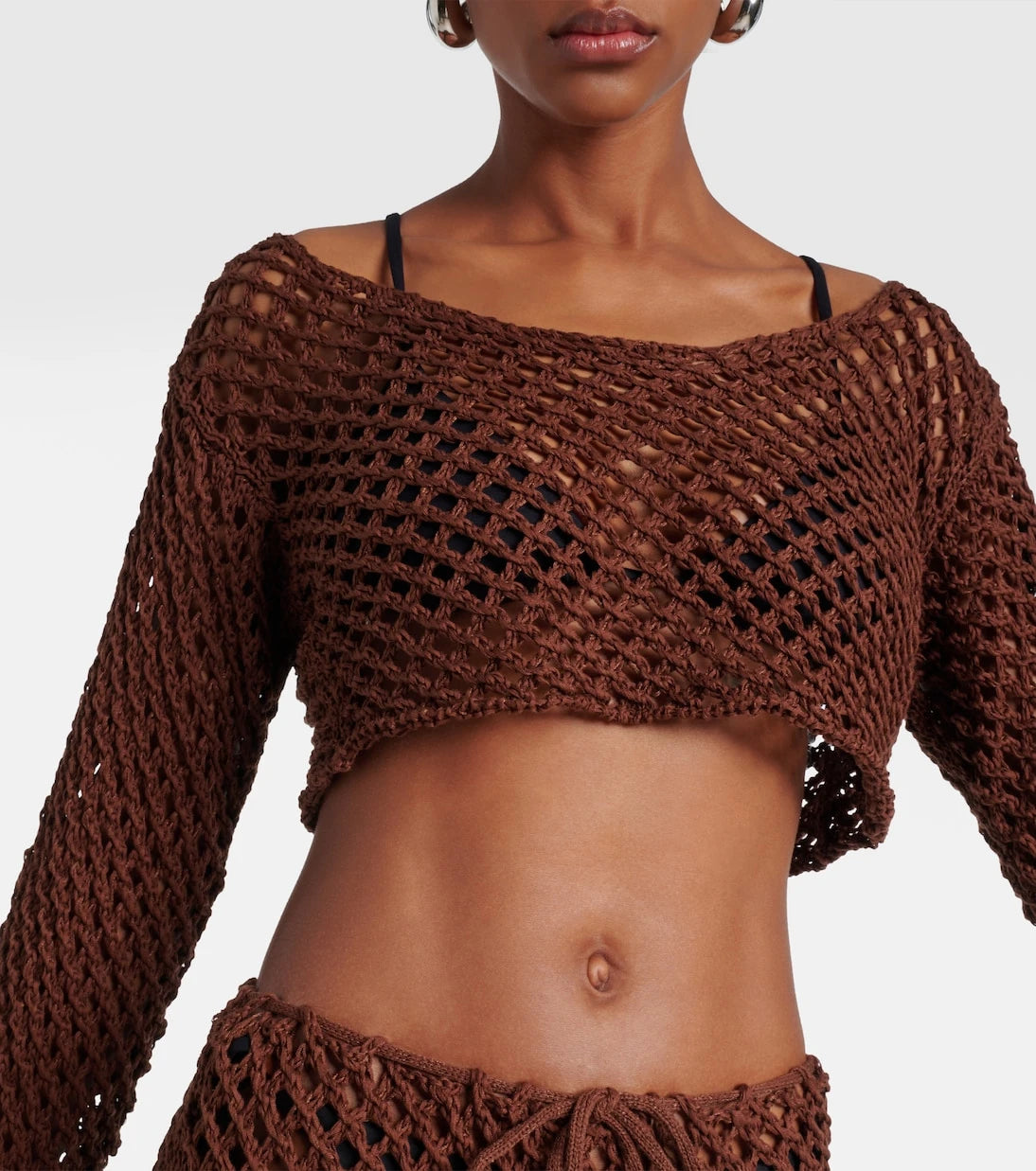 Bananhot - Magen knitted cotton-blend crop top