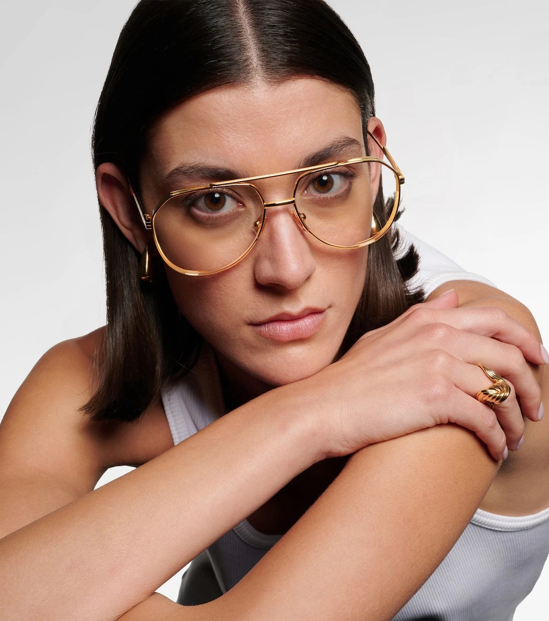 Bottega Veneta - نظارة Light Ribbon الشمسية بتصميم أفياتور