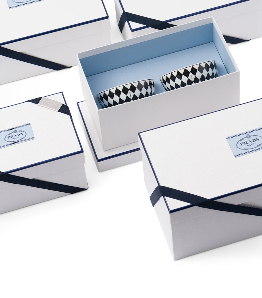 Set of 2 Porcelain Chequerboard Cereal Bowls (12cm)